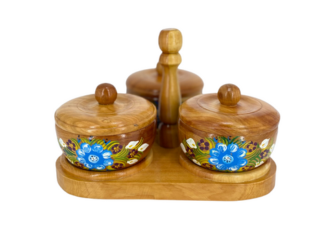 Blue Iris Wooden Condiments Set For Sale Online | GoAlong Travels